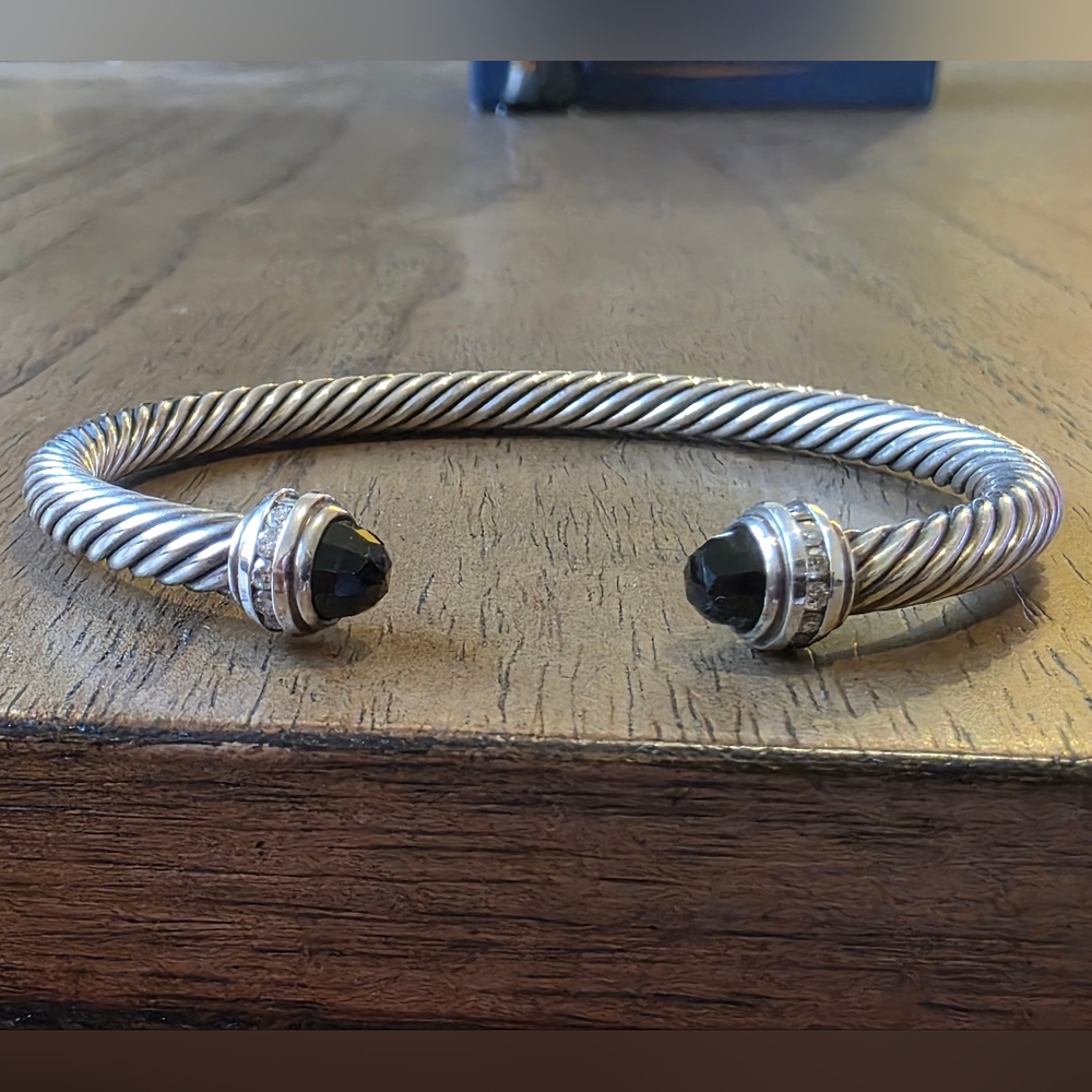 David Yurman Silver and Black Cable Bracelet
